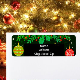 クリスマスの飾りと緑 ラベル