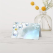 クリスマスの飾りと雪の結晶 プレイスカード (裏面)