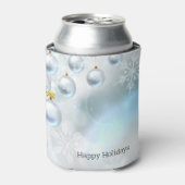 クリスマスの飾りと雪の結晶 缶クーラー (缶正面)
