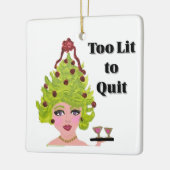 クリスマスの飾りやめ付けおもしろいには火が付き過ぎ セラミックオーナメント (左)