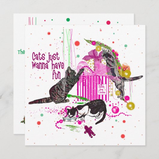 クリスマスの飾りを引き裂いたいたずらっ子 シーズンカード (正面/裏面)