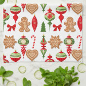 クリスマスの飾りギンガーブレッドクッキー飴 キッチンタオル (折り畳み)