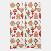 クリスマスの飾りギンガーブレッドクッキー飴 キッチンタオル (縦)