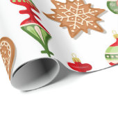 クリスマスの飾りギンガーブレッドクッキー飴 ラッピングペーパー (ロールコーナー)