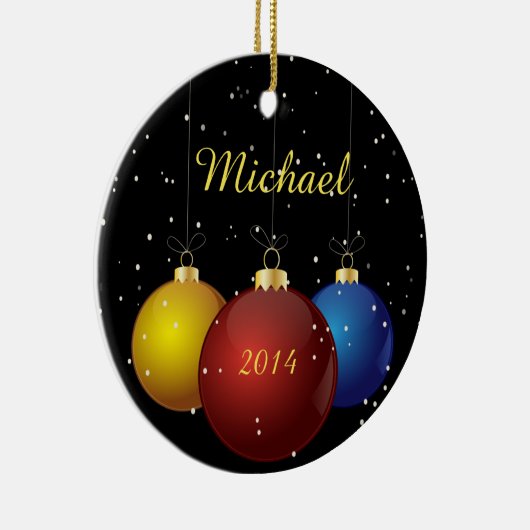 クリスマスの飾りパーソナライズされたの名前と日付 セラミックオーナメント (右)