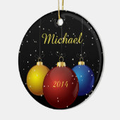 クリスマスの飾りパーソナライズされたの名前と日付 セラミックオーナメント (左)