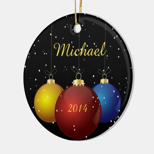 クリスマスの飾りパーソナライズされたの名前と日付 セラミックオーナメント (左)