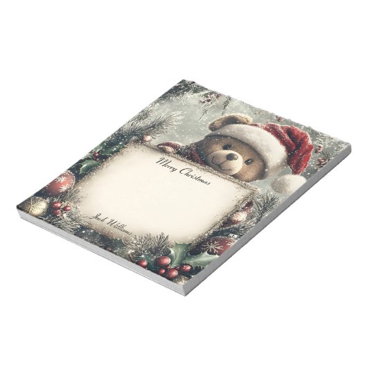 クリスマスの飾り付きかわいいテディベア – Festi ノートパッド (回転)