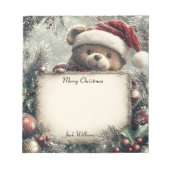 クリスマスの飾り付きかわいいテディベア – Festi ノートパッド (正面)