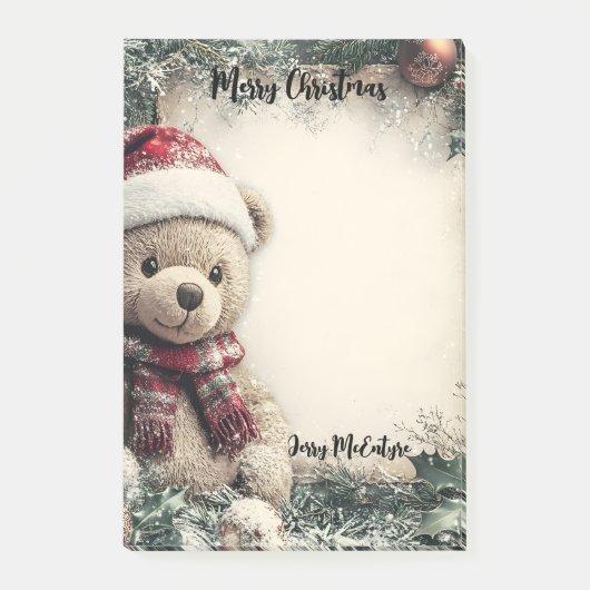 クリスマスの飾り付きかわいいテディベア – Festi ポストイット (正面)