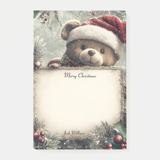 クリスマスの飾り付きかわいいテディベア – Festi ポストイット (正面)