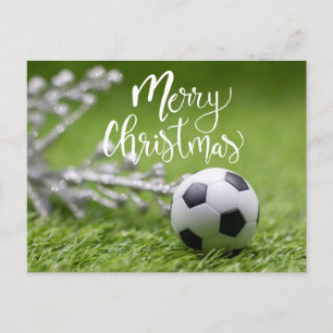 クリスマスの飾り付きサッカーボール シーズンポストカード