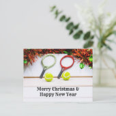 クリスマスの飾り付きテニスラケット ポストカード (スタンド正面)