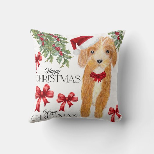 クリスマスの飾り付き犬 クッション (裏面)