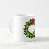 クリスマスの飾り付けされたリース コーヒーマグカップ (正面左)