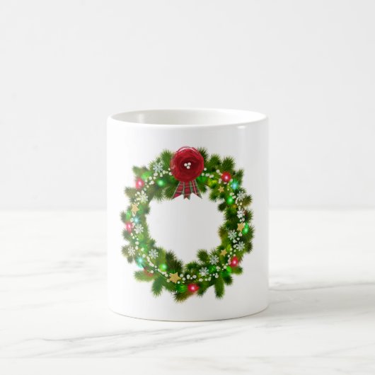 クリスマスの飾り付けされたリース コーヒーマグカップ (中央)