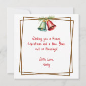 クリスマスの飾り付けでの子猫の反射 カード (裏面)