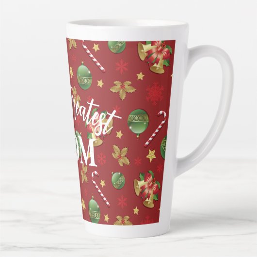 クリスマスの飾り付けとお菓子の杖の模様 カフェラテマグ (右)