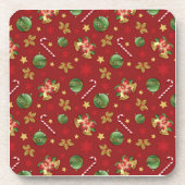 クリスマスの飾り付けとお菓子の杖の模様 コースター (正面)