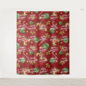 クリスマスの飾り付けとお菓子の杖の模様 タペストリー (正面)