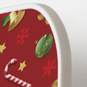 クリスマスの飾り付けとお菓子の杖の模様 ピックルボールラケット (左詳細)