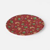 クリスマスの飾り付けとお菓子の杖の模様 ペーパープレート (アングル)