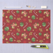 クリスマスの飾り付けとお菓子の杖の模様 薄葉紙 (クラフト)