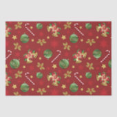 クリスマスの飾り付けとお菓子の杖の模様 薄葉紙 (正面)