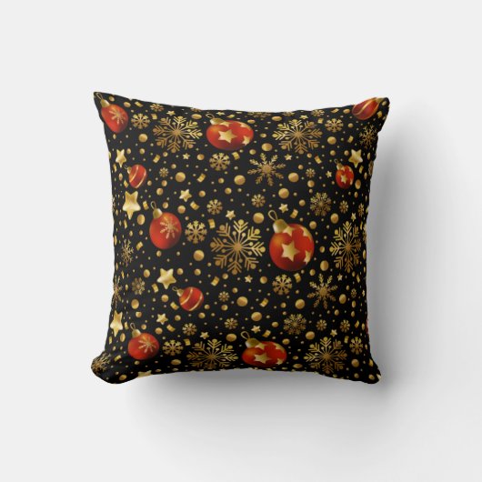 クリスマスの飾り付けと星模様 クッション (正面)