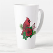 クリスマスの飾り付けに赤い深紅色 カフェラテマグ (右アングル)