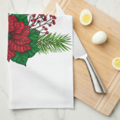 クリスマスの飾り付けに赤い深紅色 キッチンタオル (四つ折り)