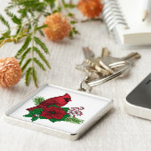 クリスマスの飾り付けに赤い深紅色 キーホルダー (側面)