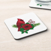 クリスマスの飾り付けに赤い深紅色 コースター (左側)