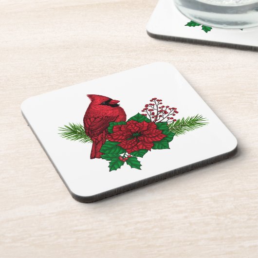 クリスマスの飾り付けに赤い深紅色 コースター (左側)