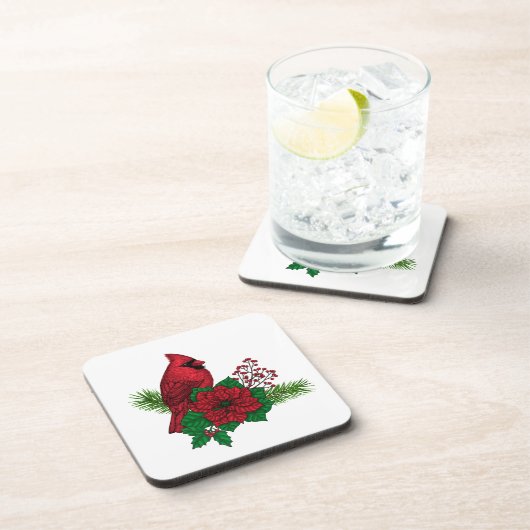 クリスマスの飾り付けに赤い深紅色 コースター (右側)