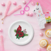 クリスマスの飾り付けに赤い深紅色 ペーパープレート (パーティー)