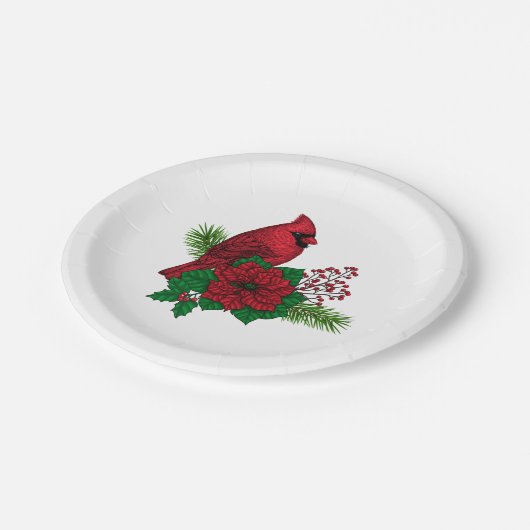 クリスマスの飾り付けに赤い深紅色 ペーパープレート (アングル)