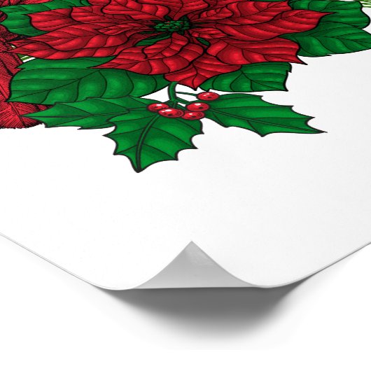 クリスマスの飾り付けに赤い深紅色 ポスター (角)