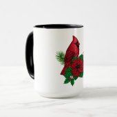 クリスマスの飾り付けに赤い深紅色 マグカップ (正面左)