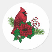 クリスマスの飾り付けに赤い深紅色 ラウンドシール (正面)