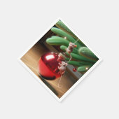 クリスマスの飾り付けのいたずら好きなネズミ スタンダードカクテルナプキン (角)