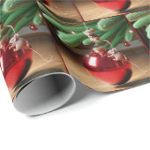 クリスマスの飾り付けのいたずら好きなネズミ ラッピングペーパー (ロールコーナー)