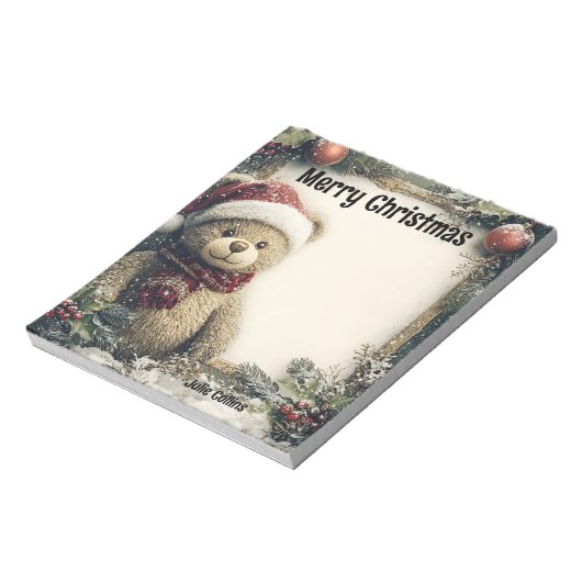 クリスマスの飾り付けのかわいいテディベア ノートパッド (回転)