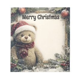 クリスマスの飾り付けのかわいいテディベア ノートパッド