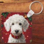 クリスマスの飾り付けの中の犬 キーホルダー (裏面)