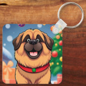 クリスマスの飾り付けの中の犬 キーホルダー (裏面)