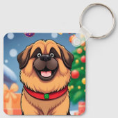 クリスマスの飾り付けの中の犬 キーホルダー (裏面)