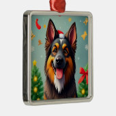 クリスマスの飾り付けの中の犬 メタルオーナメント (右)