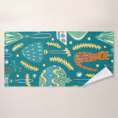 クリスマスの飾り付けは、縫い目のない模様。明るい色 バスタオル (バスタオル)