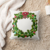 クリスマスの飾り付けをしたお祭りリース クッション (ブランケット)